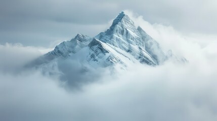 Obraz premium Mystical Summit Piercing Through Blanket of Clouds