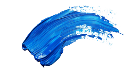 Blue stroke of paint brush on white background