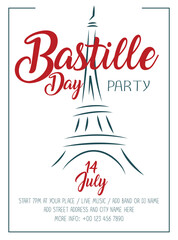 Bastille  day party poster  flyer or social media post design