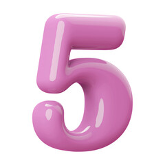 Pink 3D Number 5