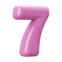 Pink 3D Number 7