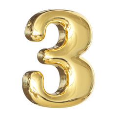 Gold 3D Number 3