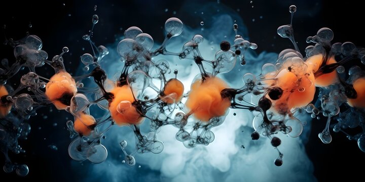 Combustion Chemical Reaction Abstract Art Formed by Hydrocarbons Creating CO2 and Water. Concept Chemistry, Combustion, Abstract Art, Hydrocarbons, CO2, Water
