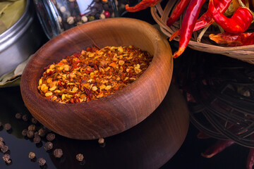 Chili peppers on a black background