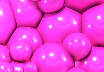 3D balls pink bubble balloon color glossy 3d render shepres ball group background