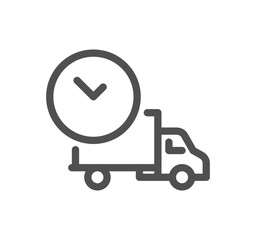Truck delivery related icon outline and linear vector.
