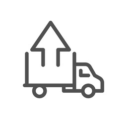 Truck delivery related icon outline and linear vector.
