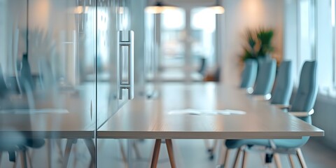 Serene office setting with soft focus and muted tones. Concept Serene Office Setting, Soft Focus, Muted Tones