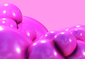 3D balls pink bubble balloon color glossy 3d render shepres ball group background