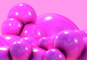 3D balls pink bubble balloon color glossy 3d render shepres ball group background
