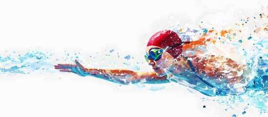 Silhouette of freestyle swimming woman. sport swimming, front crawl. abstract color illustration