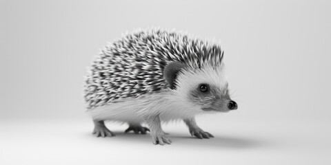Obraz premium A close-up image of a hedgehog's face, captured in monochrome tones