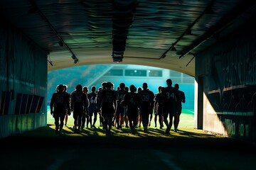 The football team entering the field for the match from the locker room
