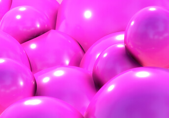 3D balls pink bubble balloon color glossy 3d render shepres ball group background