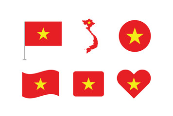 Vector Vietnam flag. Set of Vietnam Flags Collection. 
