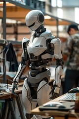 A robot standing in a room