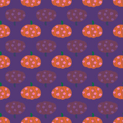 Floral pumpkins vector seamless pattern design