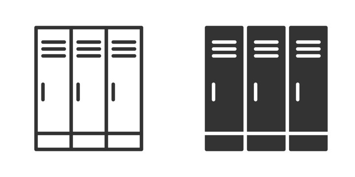 Vector illustration of school lockers in black and white, showcasing numbered compartments. Ideal for educational and institutional designs.