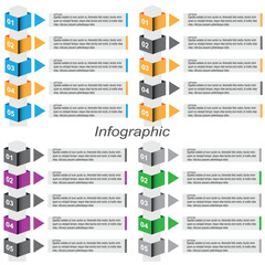 Collection infographics with steps and options, banner  for  business design and website template.