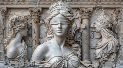 Reinterpretation of lady justice, Themis a collage capturing the essence of legal balance, symbolizing equality and impartiality in a contemporary visual narrative