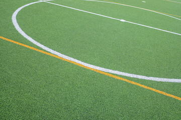 Obraz premium partial view of the central area of a 7-a-side soccer field