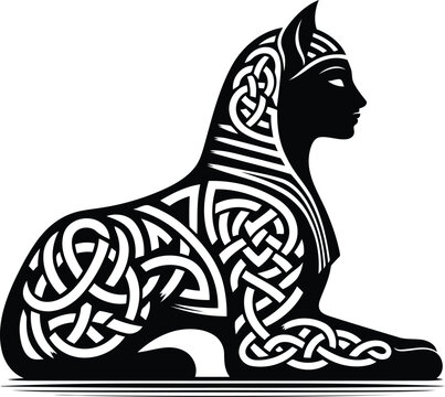 recommend clip art: sphinx in silhouete with celtic knot pattern illustration