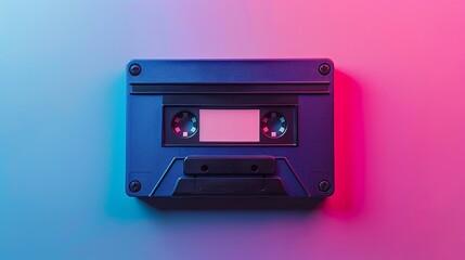 Obraz premium cassette tape on a gradient background in neon colors.