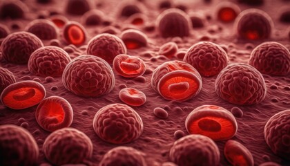 High-resolution image of red blood cells, illustrating the delicate balance and intricate design that supports life-sustaining functions