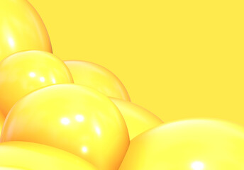3D balls yellow bubble balloon color glossy 3d render shepres ball group background
