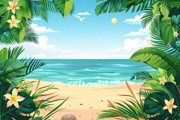 Fototapeta premium Summer Background illustration created with Generative AI