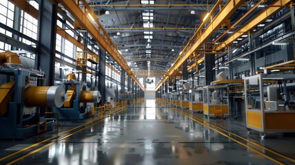 Fototapeta premium Spacious Modern Industrial Manufacturing Facility 