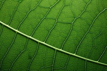 Fototapeta premium Green Elegance: Up-Close with a Leaf's Delicate Patterns