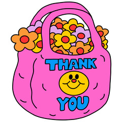 Elegant Pink Thank You Bag Packed with Flowers