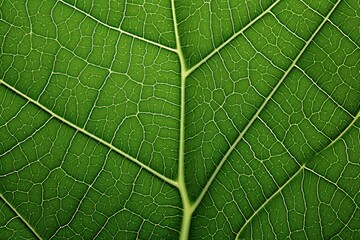 Obraz premium Green Elegance: Up-Close with a Leaf's Delicate Patterns