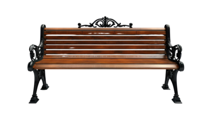 Wooden bench on white background