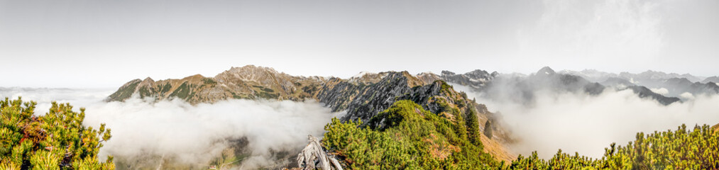 Panoramic View from Schattenberg Mountain wiht Counds and Mountains