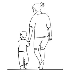 mom walks with her son
