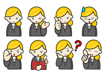 金髪外国人女性　表情セット