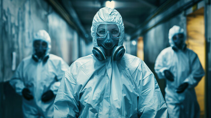 A medical team in Hazmat protection suits
