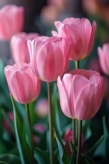 young pink tulips