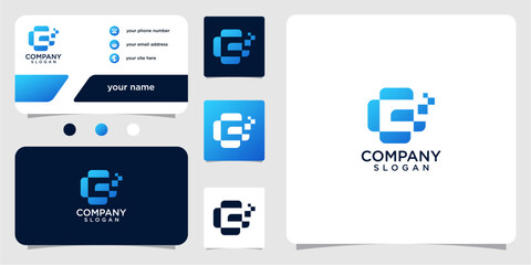 abstract letter g logo template. icon for technology, modern, simple with business card