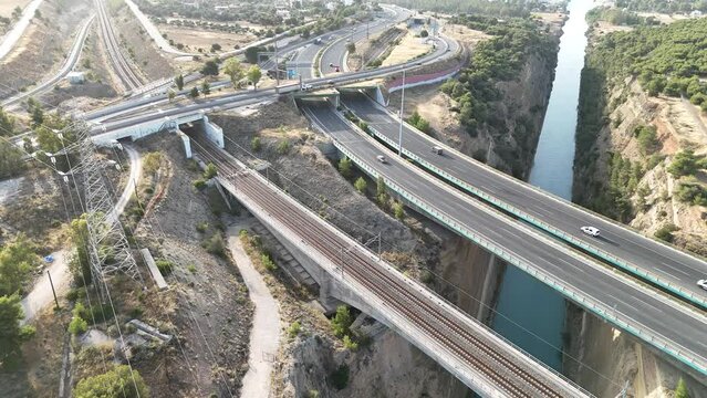 Beautiful and amazing Corinth Canal from sky by Drone