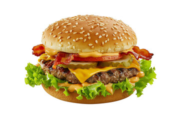 burger on white background, AI generated
