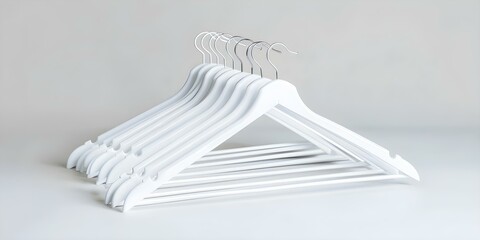 Clean hangers displayed on white background after dry cleaning. Concept Closet organization, Wardrobe essentials, Laundry care, Professional cleaning, Fabric maintenance
