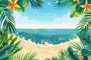 Fototapeta premium Summer Background illustration created with Generative AI