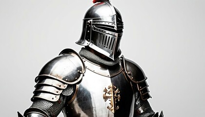 A battle-worn knight standing amid a battlefield, his armor dented and sword drawn.