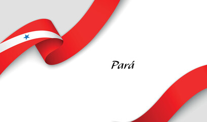 Curved ribbon with fllag of Para is a state of Brazil on white background
