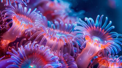 Fototapeta premium Vibrant Anemone Tentacles: A Close-up Look at the Dynamic Underwater Life
