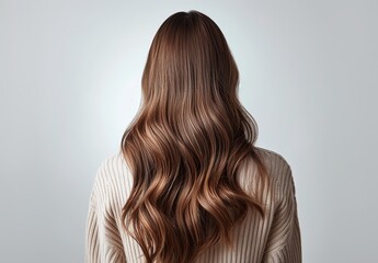 Naklejka premium Portrait of a beautiful girl with luxurious curly long hair,Lively hair,copy space,Back view concept.