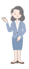 案内をするスーツ姿の女性　全身